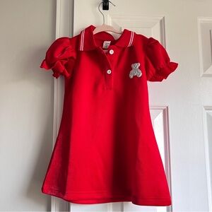 Shein Metallic Shiny Red Polo Dress with Metallic Teddy Patch